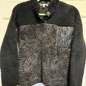 Cozy Black and Gray Sherpa Jacket